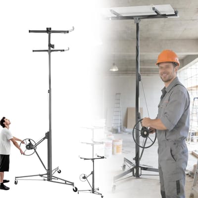 Gipsplaten Lift - Paneel Hefgereedschap - Zelf Montage - Verstelbare Telescooparm - 140-350cm Hoogte - Grijs