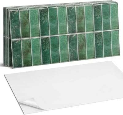 Coloray Plaktegels - Verticale tegels Wandtegel Zelfklevend - 60 cm x 30 cm - Groente Plaktegels - 6 stuks - Rechthoek PVC Tegels - Plaktegels Keuken - Zelfklevende Vloertegels Badkamer - Vinyl Tegels Zelfklevend - Zelfklevende Wandtegels