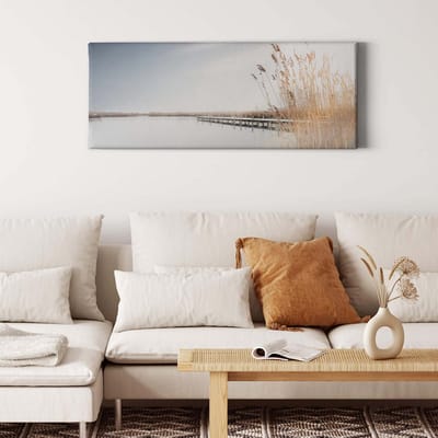 Canvas print DD123216 ReedsOnTheLake A.S. Création 1,0 x 0,4 m Wit Kantoor Hal/Gang Keuken Slaapkamer Woonkamer