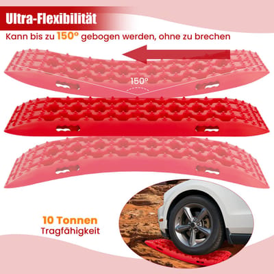 COSTWAY Starthulp, zandplaten, offroad, bandenladder voor zand/modder/sneeuw, 10T, recovery board, tractiemat voor terreinwagens, campers, personenauto's, vrachtwagens, rood, 107 x 31 x 7 cm, 2 stuks