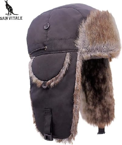San Vitale® - Piloten muts - Winter muts - Met Oorkleppen - Unisex - Waterafstotende Stof/ faux bont - Grijs