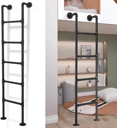Metalen trapladder - Vluchtladder kelder - Ruimte besparen - Aan muur gemonteerd - 33 ft tot 98 ft - Zwart