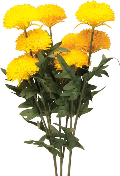 Dahlia kunstdecoratiebloemen gele bloesem L64cm, set van 3, 3 stuks