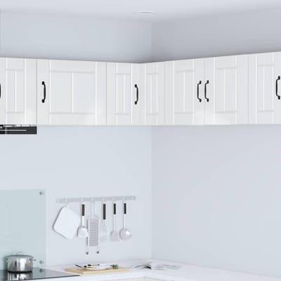 vidaXL - Wandhoekkast - LUCCA - Hoogglans - Wit - 57 - x - 57 - x - 40 - cm - Bewerkt - hout