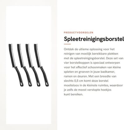 Spleetreinigingsborstel - Groefreinigingsborstel - Reinigingsborstel voor Ramen/Deuren - 4 Stuks - Ergonomisch Handvat - Supersterke PP-borstels