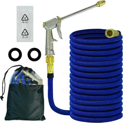 Flexibele Tuinslang - Rekbare Waterslang - Tuin Besproeien - 10 Straalsoorten - 15 Meter - Blauw