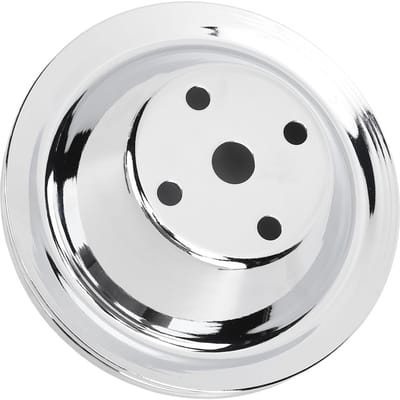 Poulie Supérieure de Pompe à Eau Longue Acier Chromé Diamètre 6 1/4 Pouces Remplacement pour Moteurs Small Block white