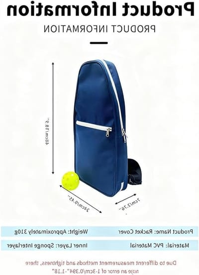Pickleball Tas - Padel Tas - Sporttas - Met Ophanghaak - 30 x 29 x 7.6 cm - Blauw