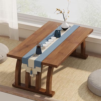 Japanse bamboe tafel - Lage vloertafel - Thee ceremonie - Handgemaakt van boomstam - 90 x 37 x 31 cm