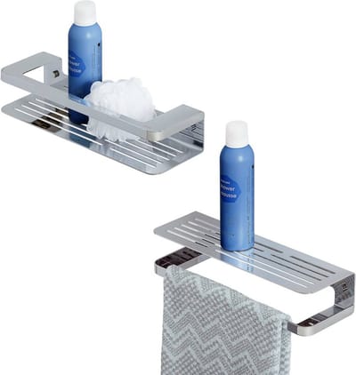 Tiger Doucherek Caddy - 2-in-1 Douchemand En Handdoekrek - Rvs - Chroom - 35x7x10,6cm