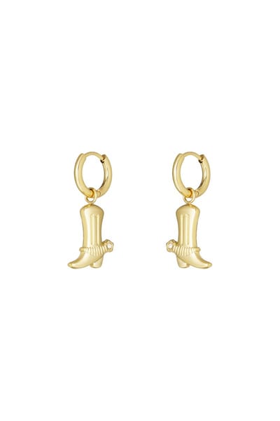 Yehwang Oorbellen - Stainless Steel - Cowboy Laars - Dames - Goudkleurig