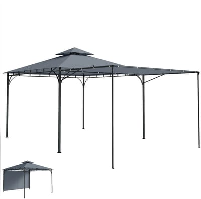Partytent opvouwbaar - Paviljoen - 3,2 x 3,2 m - Easy up - Waterdicht - met Zijwanden - Weerbestendig - Donkergrijs
