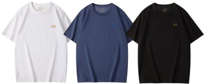 ASTRADAVI Herenmode - Premium katoenen T-shirts - Ronde hals standaard pasvorm - 3 Stuks - Medium / Zwart - Wit - Donkerblauw