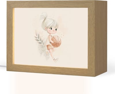 Nachtlampje 20x15 cm - Kinder lampje - Meisje - Basketbal - Minimalistisch - Tafellamp kinderkamer - Slaapkamer lamp - Bedlamp kinderen - Kinderlampje stopcontact - Wandlamp babykamer - Nachtlampjes