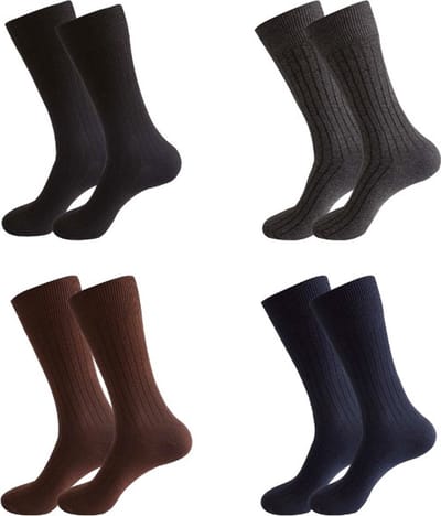 ASTRADAVI Socks Collection - Sokken - 4 Paar - Premium Katoenen Normale Sokken - 40/45 - Zwart, Grijs, Bruin, Marineblauw