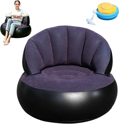 Opblaasbare sofa en fauteuil voor woonkamer en outdoor, waterdicht en comfortabel, ideaal voor camping en tuin (donkerblauw)