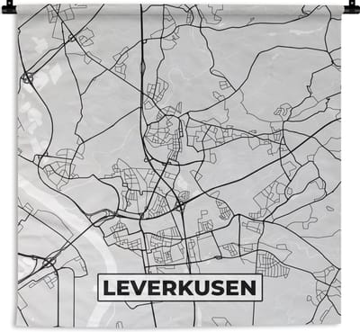 Wandkleed - Wanddoek - Duitsland - Kaart - Stadskaart - Plattegrond - Leverkusen - 180x180 cm - Wandtapijt