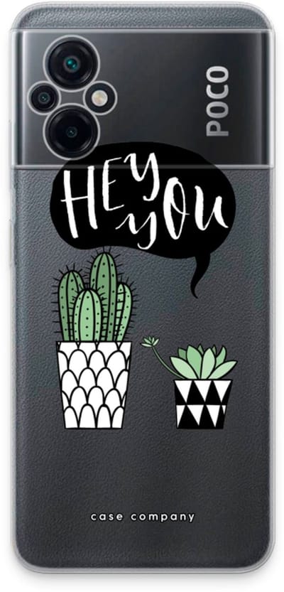 Case Company® - Hoesje geschikt voor Xiaomi Poco M5 hoesje - Hey you cactus - Soft Cover Telefoonhoesje - Bescherming aan alle Kanten en Schermrand