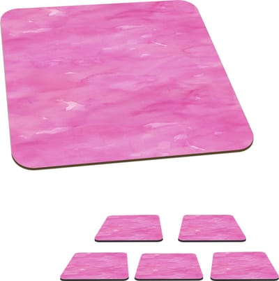 Onderzetters voor glazen - Waterverf - Roze - Patronen - 10x10 cm - Glasonderzetters - 6 stuks