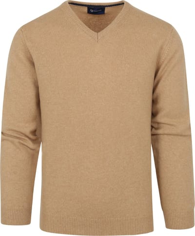 Suitable Pullover Wol V-Hals Beige - Maat L - Heren