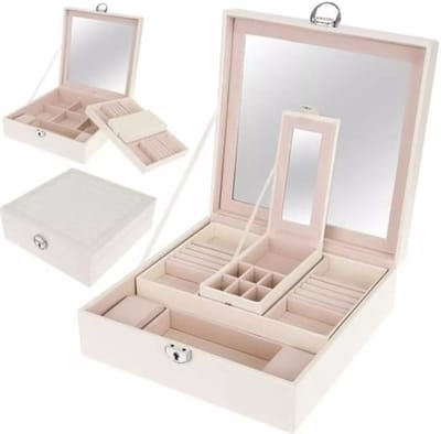 Beautylushh Juwelendoos - Wit 25 x 25 x 9 cm: Stijlvolle Organisatie voor Je Sieraden