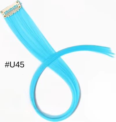 2 x Clip in Hairextension STIJL 45cm - LICHTBLAUW - #U45 - nephaar - Hair extension | haar extensie- carnaval haar - gekleurde extensions - extensions met clip - lichtblauwe - nep haar