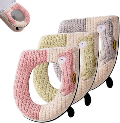 Zachte en Wasbare Toiletbril Covers, Set van 3, Antibacterieel, Met Rits en Comfortabele Padding