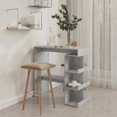 vidaXL - Bartafel - met - opbergrek - 100x50x101,5 - cm - bewerkt - hout - betongrijs