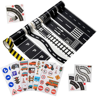 Plakband, snelweg, plakband, plakband, washi tape weg, stickers, waarschuwingsbord, decoratief plakband voor onderwijs, auto's, decoratie, spelletjes