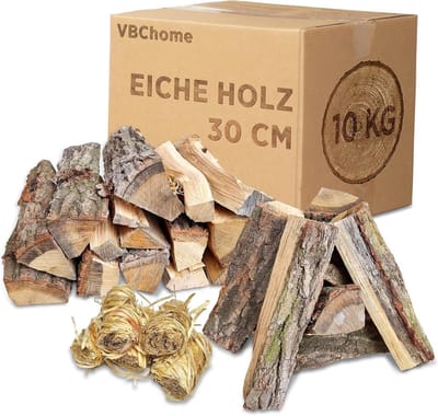 Gedroogd Haardhout Eiken - 10 kg, 30 cm, Natuurlijk, Voor Kampsvuur, Oven en Barbecue