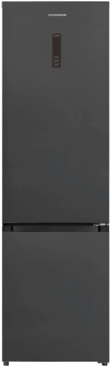 Heinner HCNF-HM377INVDGHC Koel-vriescombinatie 377 L – No Frost – Inverter – Touch Display – InoxCool Technologie – Houten Wijnrek – Vingerafdrukbestendige Afwerking – Donkergrijs – 5 Jaar Garantie