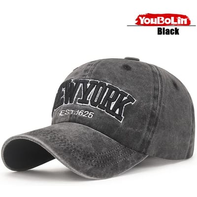 Basis Puur Katoen Gewassen Verweerd New York City Serie Baseballpet Veelzijdig Populair Lage Top Hoed gray