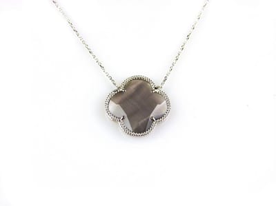 model Fiori klein  ketting in zilver grijze klaver
