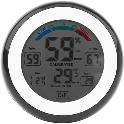 Digitale Thermometer Hygrometer - Vochtmeter Temperatuurmeter - Binnenklimaat Monitoren - 3 Montage Opties - 0-50°C 20-95% RV - Zwart