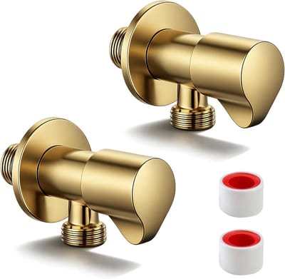 Hoekventiel Zelfdichtend - Kraan Aansluiting - Waterleiding Uitbreiden - Met Vaatwasser Aansluiting - 1/2 inch - Goud