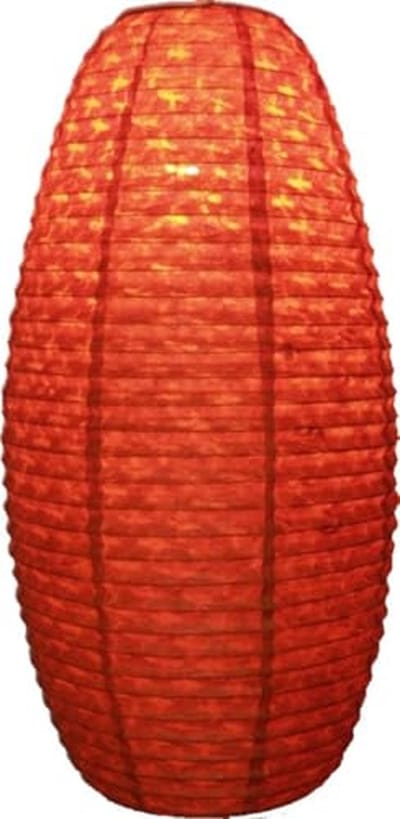 Ovale Papieren Lampenkap - Hanglamp, Oranje, 60x30x30 cm, Aziatische Plafondlamp