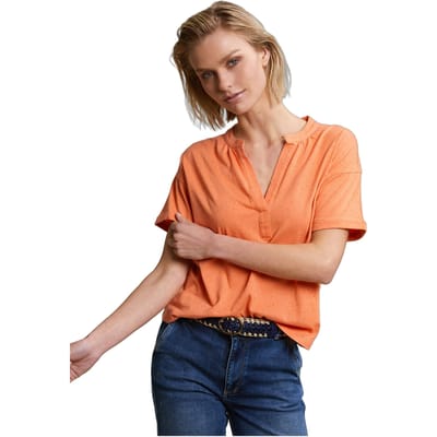 River Woods Orange Dotted V-neck T-shirt Size: L | T-Shirts Outlet | Dames | Oranje