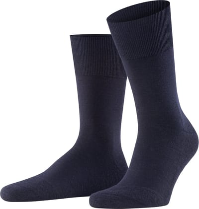 FALKE Airport Plus eenkleurig wol katoen sokken heren blauw - maat 39-40