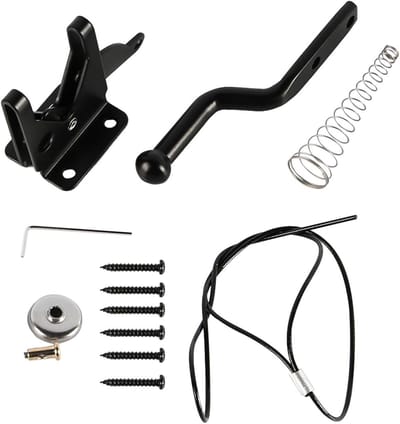 Dailygoods- Poortgrendel Zelfvergrendelend - Verstelbaar - Tuinpoortgrendel - Veermechanisme - 400 mm Trekkoord - Veiligheid en Beveiliging - Hekgrendel