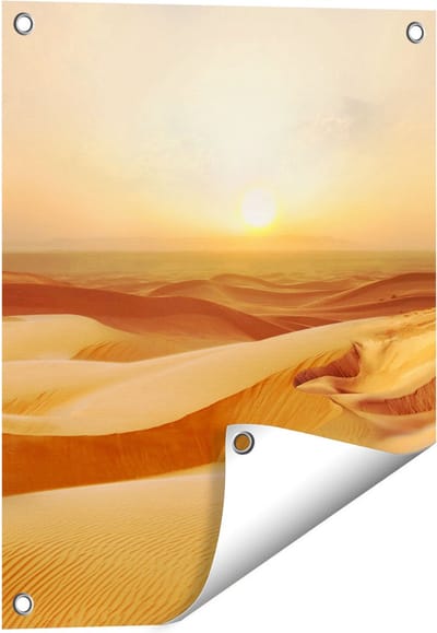 Gards Tuinposter Woestijn bij Zonsondergang in de Sahara - 40x50 cm - Tuindoek - Tuindecoratie - Wanddecoratie buiten - Tuinschilderij