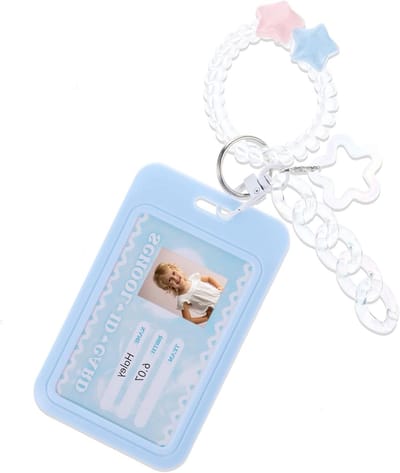 Allecto Plus - Acryl fotokaarthouder fotokaartdisplayframe Kpop tafeldecoratie blauw B met sleutelhanger