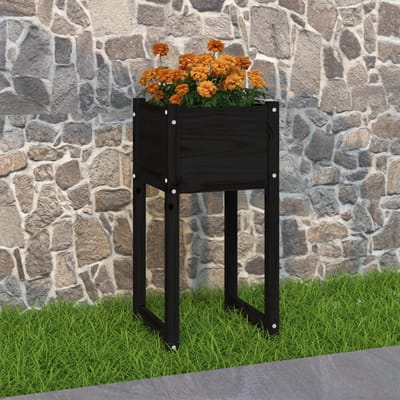 vidaXL - Plantenbak - 40x40x81 - cm - massief - grenenhout - zwart