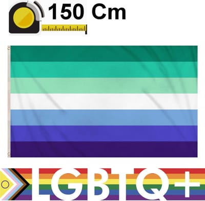 Henbrandt - MLM Regenboogvlag Gay - Homoseksuele vlag- Gay Pride Vlag van Polyester - Afm 150 x 90 Cm - Met Dubbel Gestikte Naden en Metalen Oogjes - Pride Vlag - Vlaggen - Flag - LGBTQ - Polyester