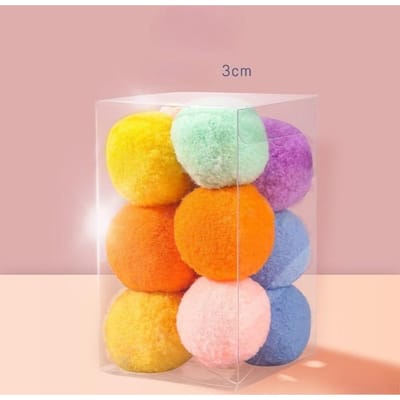 12 stuks Kat speelgoed ballen, zelf-hi en verveling, artefacten, kattenstokjes, bijtbestendigheid, stille ballen, pluche pompons, kittenballen, bal huisdierbenodigdheden 12pcs/box Random color white