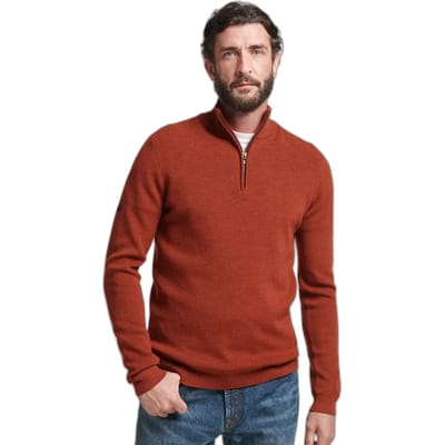 Superdry Heren Trui Merinowollen trui met halflange rits