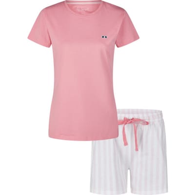 By Louise Dames Korte Pyjama Set Shortama Donker Roze Sunglasses - Maat S