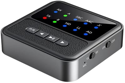 Audio Adapter - Zender Ontvanger - Draadloos Muziek Streamen - Bluetooth 5.4 - 20 Meter Bereik - Zwart