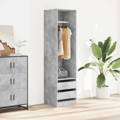 vidaXL - Kledingkast - met - lades - 50x50x200 - cm - bewerkt - hout - betongrijs