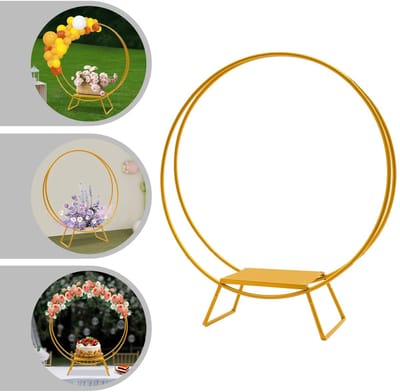LIVIA HOME - Dailygoods 80 cm gouden metalen display met dubbele hoepel, bruidstaartstandaard, ronde taartstandaard, duurzaam koolsto