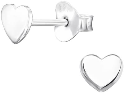 Joy|S - Zilveren hartje oorbellen voor kinderen - 5 x 4 mm - gepolijst - oorknoppen - kinderoorbellen - sterling zilver 925